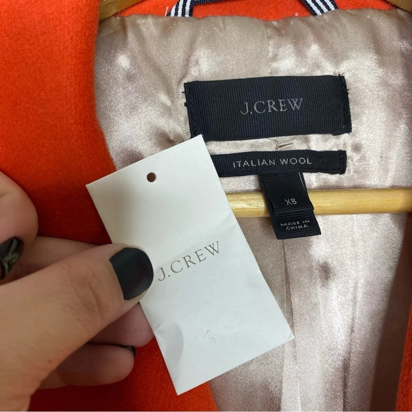 J. Crew Red Radiant Orange Relaxed Topcoat In Italian Wool Cashmere Women's XS - Picture 6 of 12